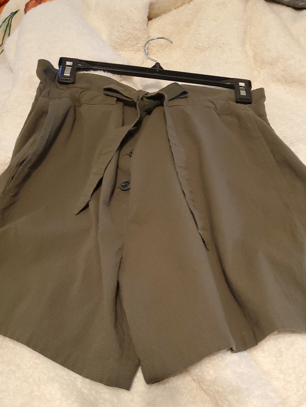 rag & bone Olive Green High Waist Tie Waist Bermuda Shorts